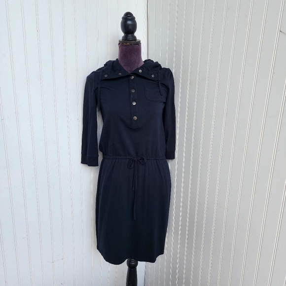 Zenergy By Chico's Women's Black High Snap Neck Shift Dress Size 0 US Small - Picture 1 of 12